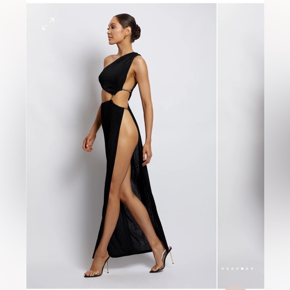 MESHKI Paige Dress Women’s Large Ruched Side Cut Out Maxi NWT - Picture 3 of 3